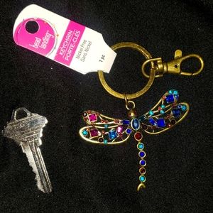 Rhinestone Jewels Metal Dragonfly keychain